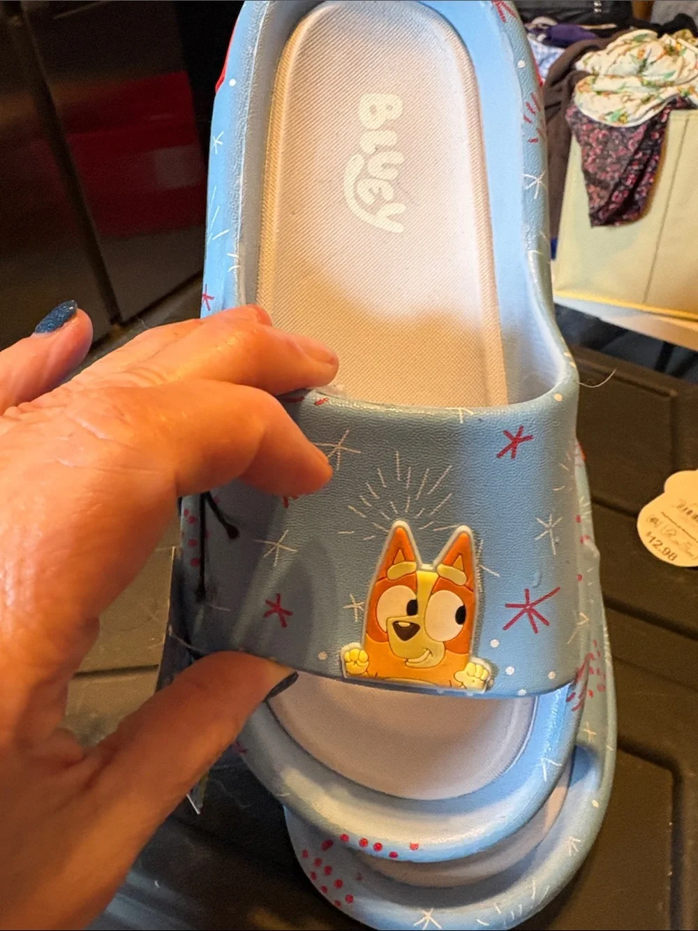 Bluey Light Blue Kids Slide Sandals with Character Strap